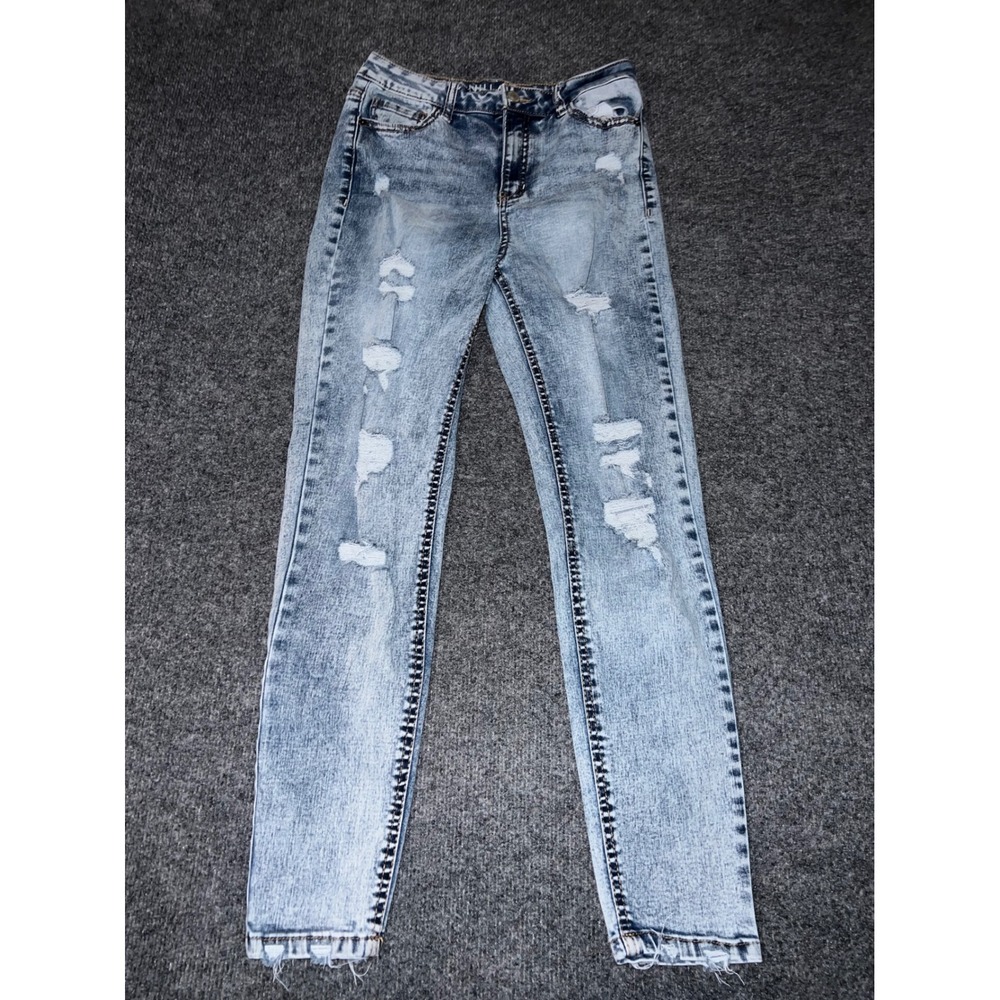 Vanilla Star High Rise Skinny Jeans Light Acid Wash Distressed Size 5